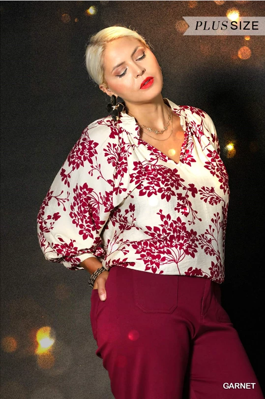 + Garnet Floral Top