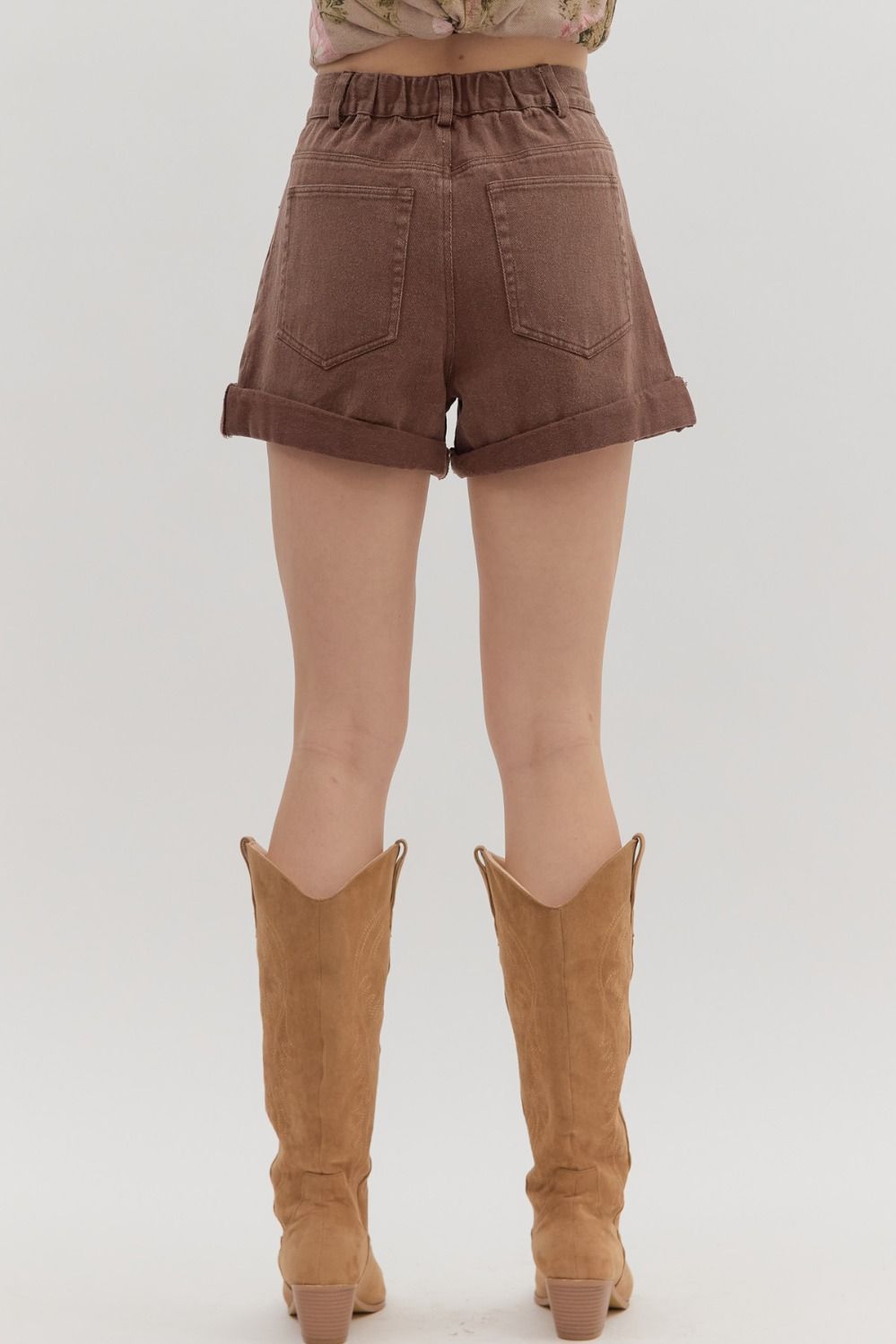 Brown Denim Shorts