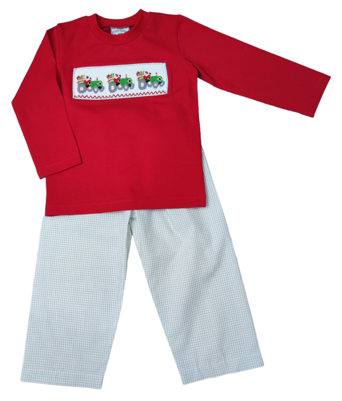 Three Sisters Christmas Tractor Boys Pant Set