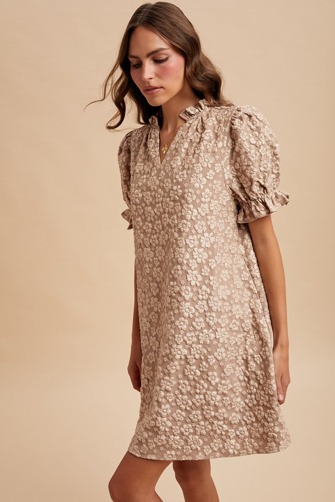 Taupe Floral Dress