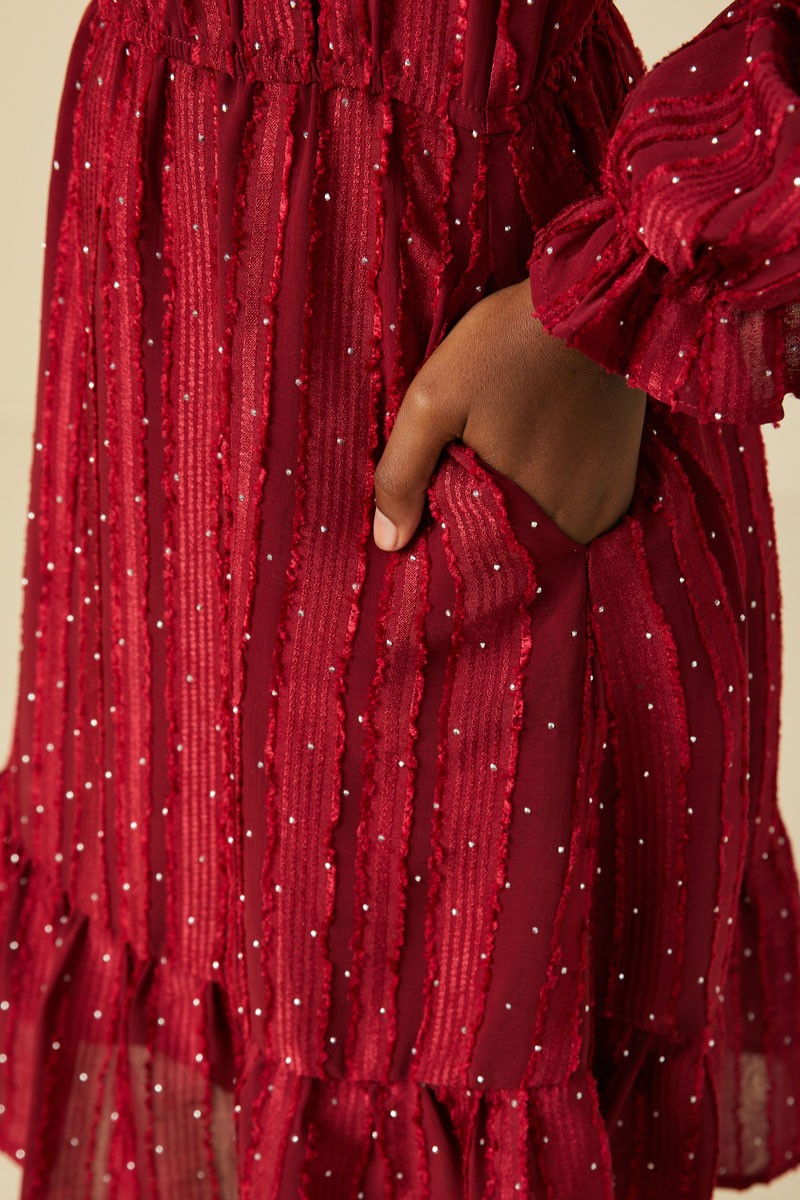 Hayden Jewel Stud Red Texture Dress