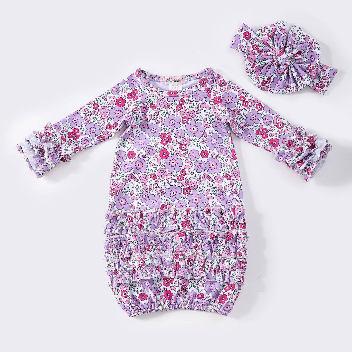 Purple Petals Baby Gown