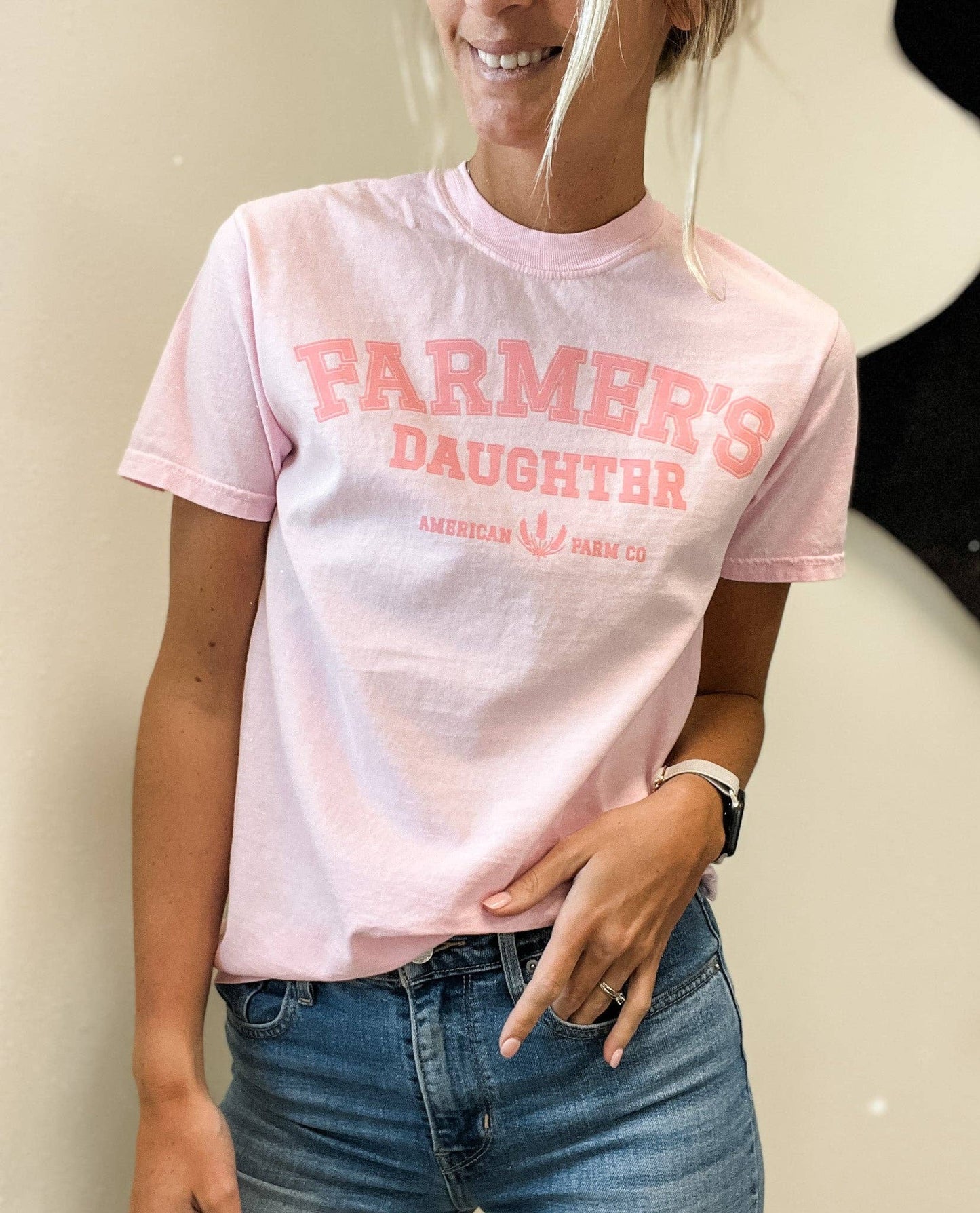 Western Graphic 'Farmer's Daughter' Pink Tee