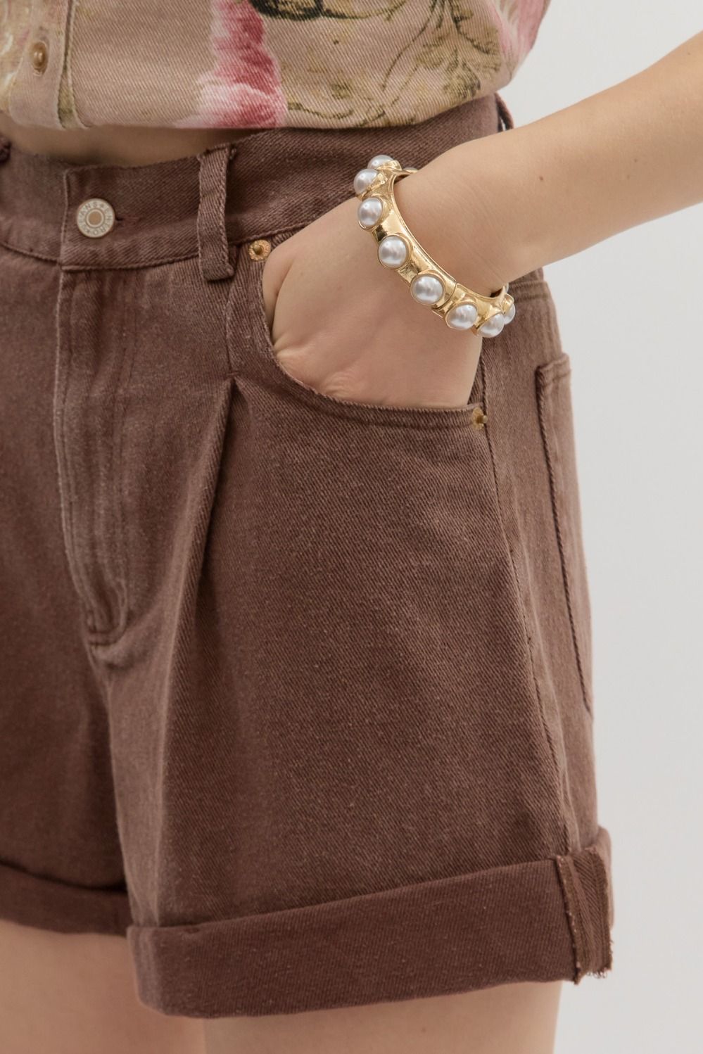 Brown Denim Shorts