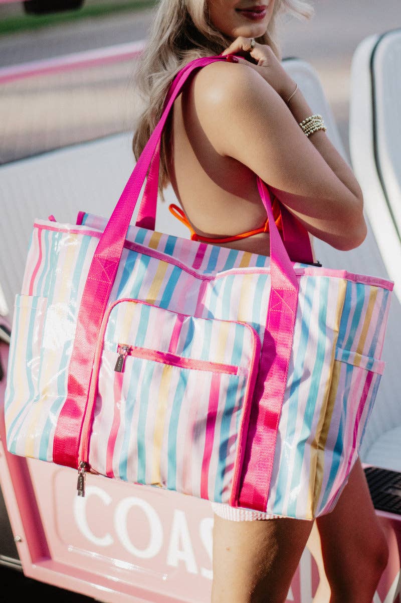 Multi Stripes Oversized Foldable Tote