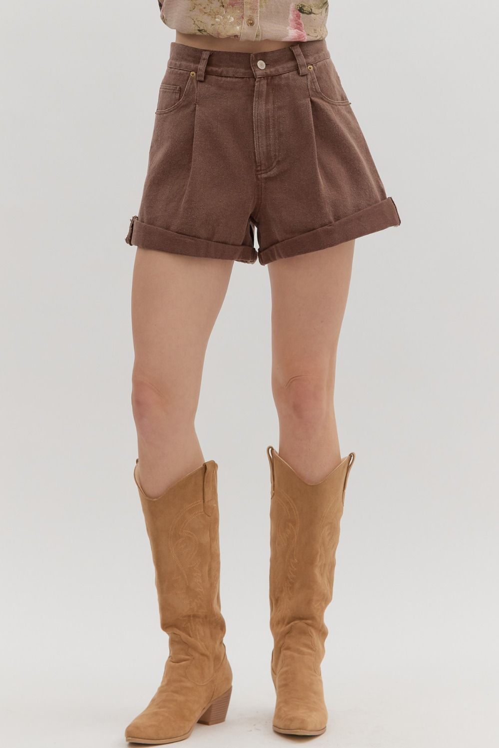 Brown Denim Shorts