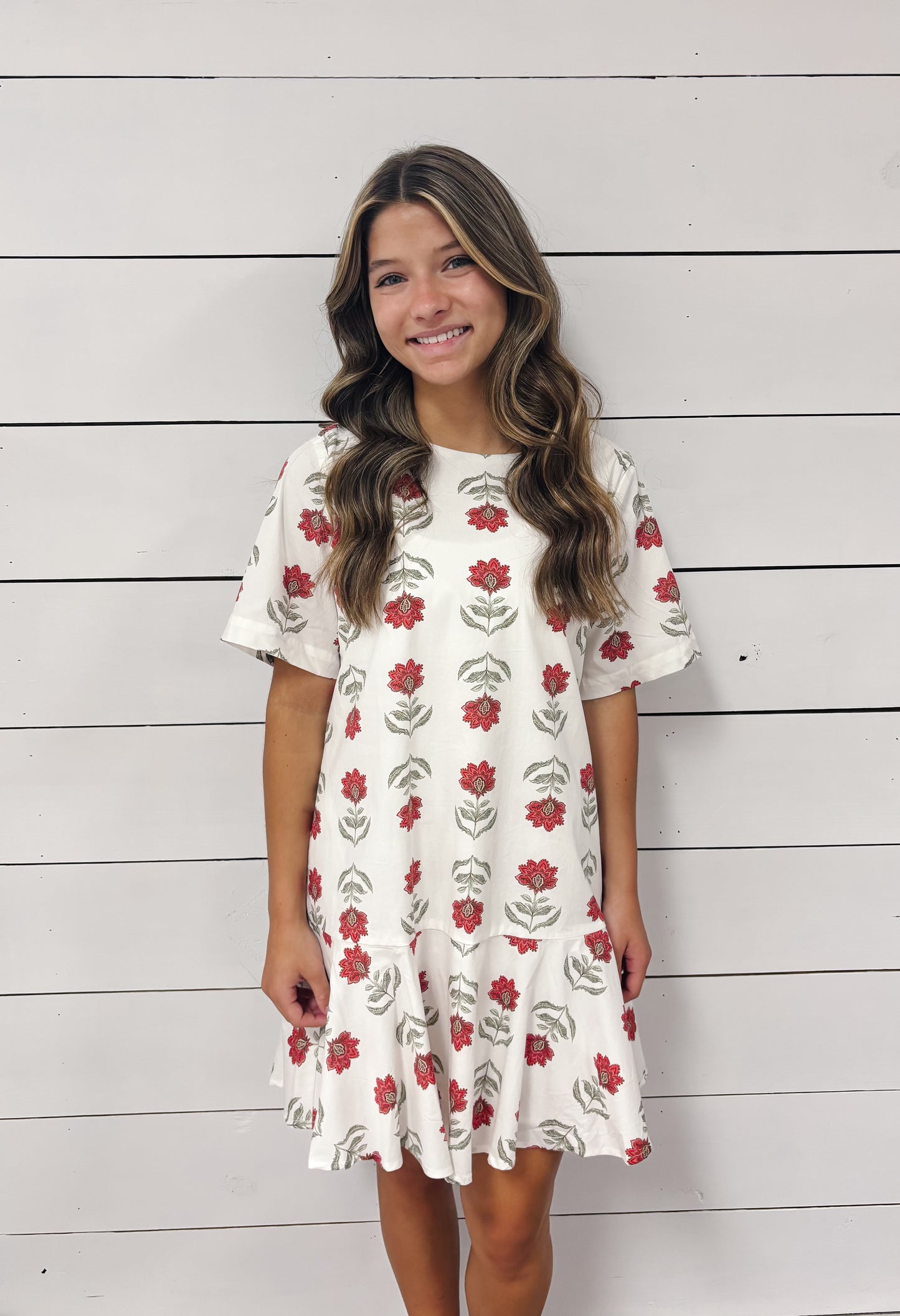 Red Floral Summer Day Dress