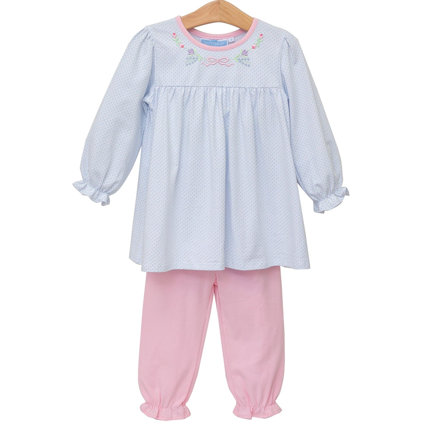 TS Floral Embroidery Pants Set