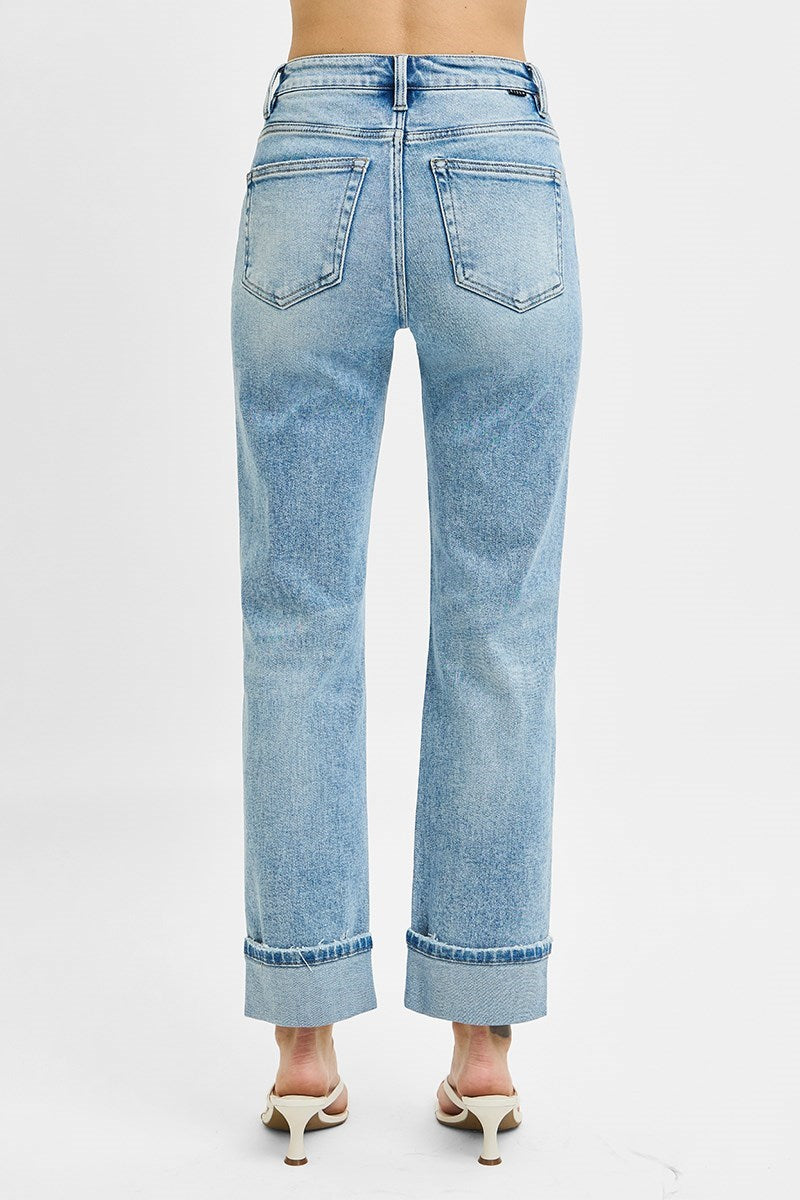 Straight Cuffed Risen Jeans