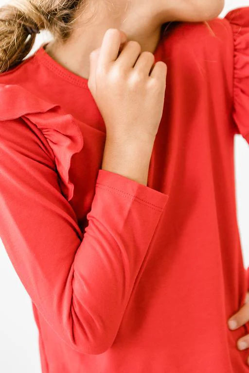 MR Red L/S Ruffle Tee