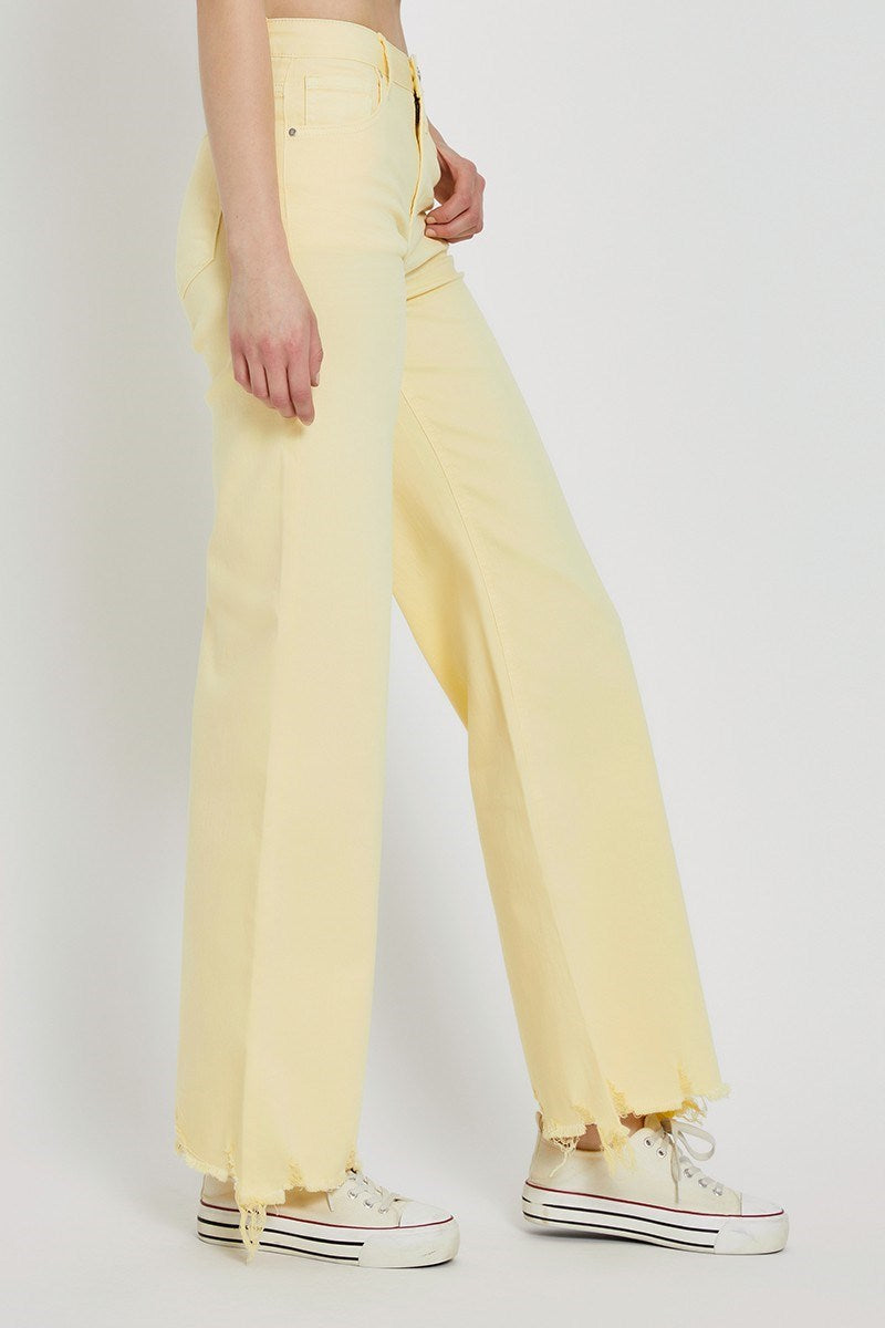 Pale Yellow RISEN WIDE LEG JEANS