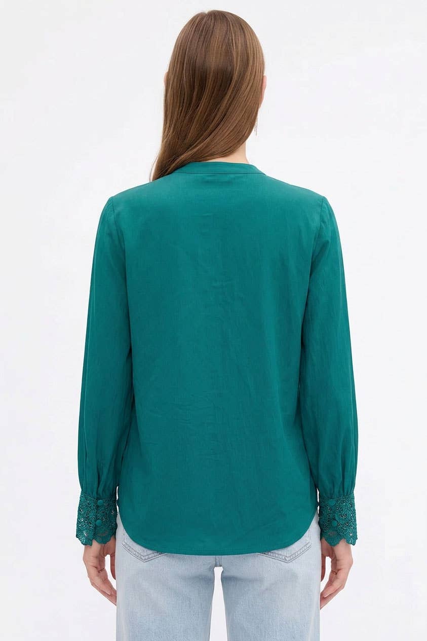 Lace Cuff Olive Top