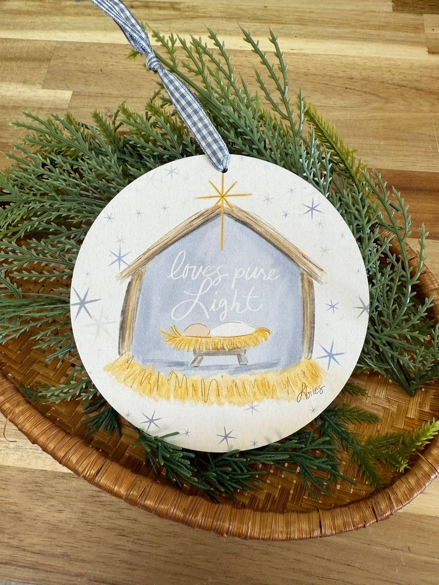 Love's Pure Light Wood Ornament