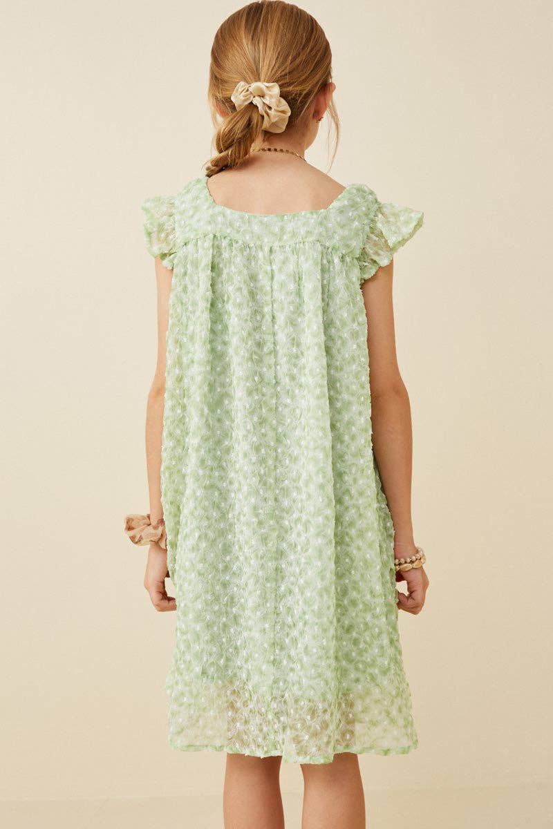 Girls Green Flutter Dress