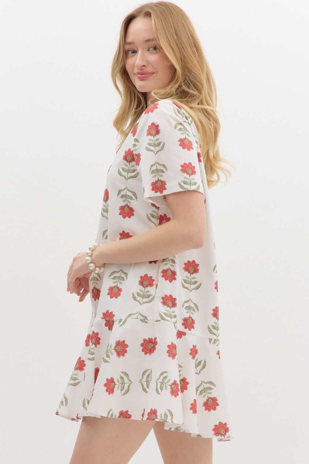Red Floral Summer Day Dress
