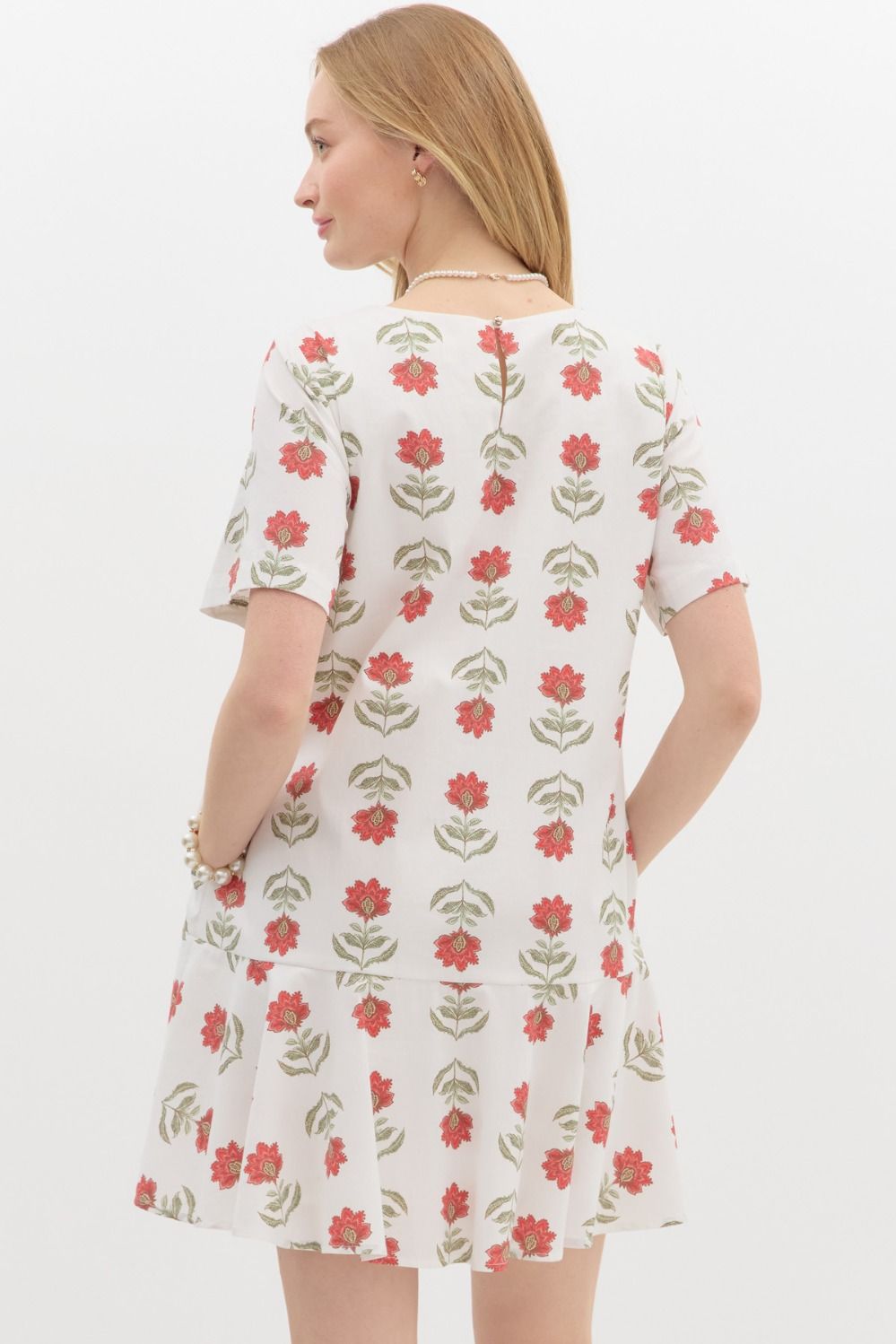Red Floral Summer Day Dress