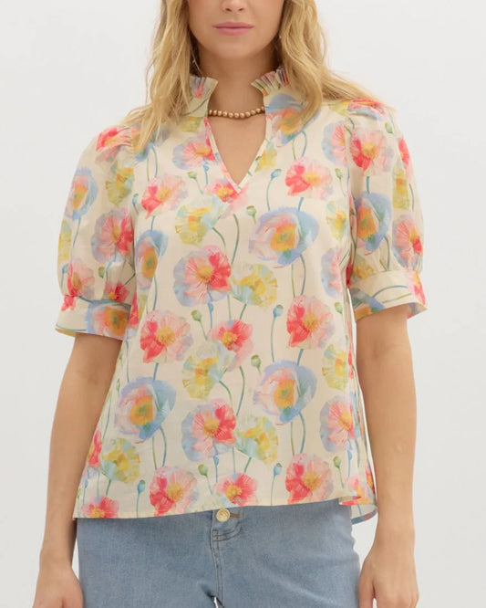 Cream Floral Top