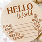 Birth Announcement Wood Stat Plaque - Wildflower