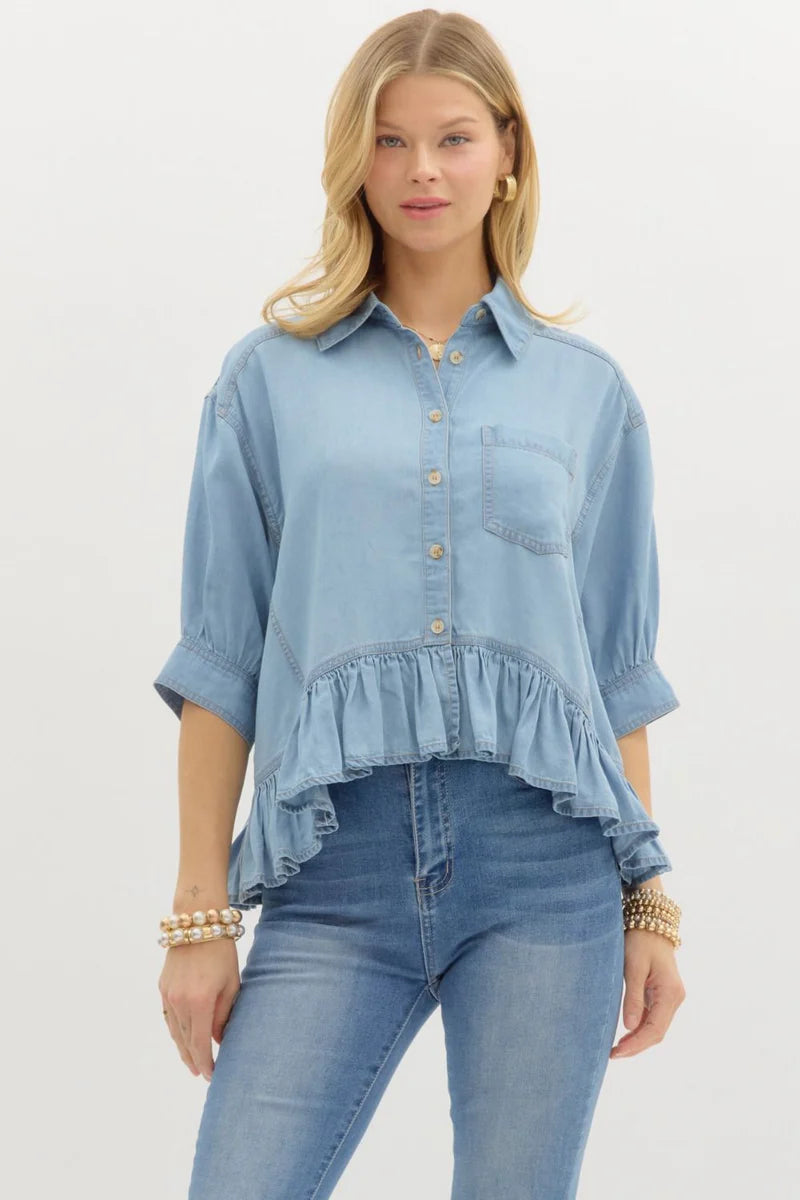 Flirty Denim Top