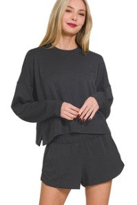 Women's Long Sleeve Scuba Shorts Set