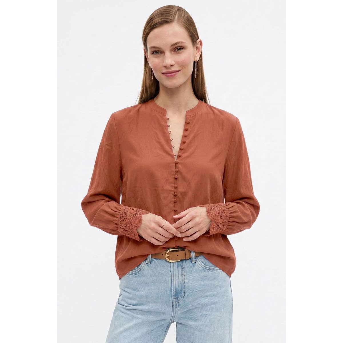 Lace Cuff Olive Top