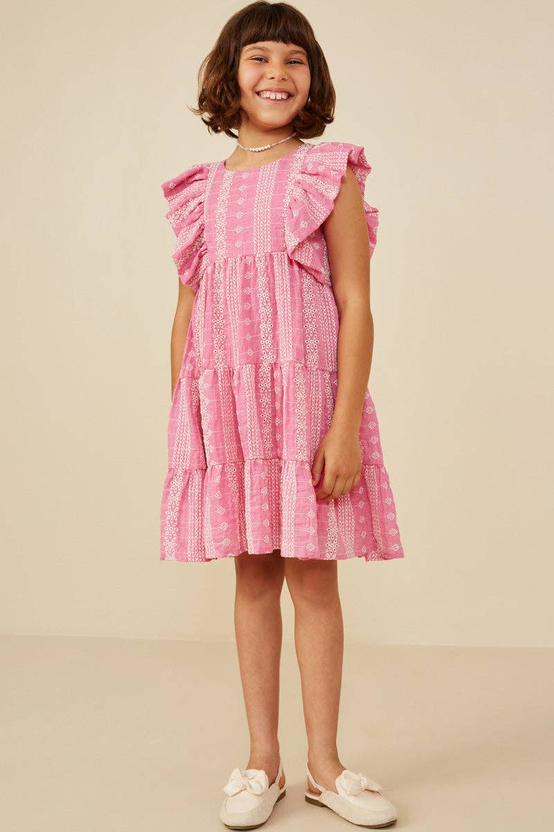Girls Blue Embroidered Lace Dress