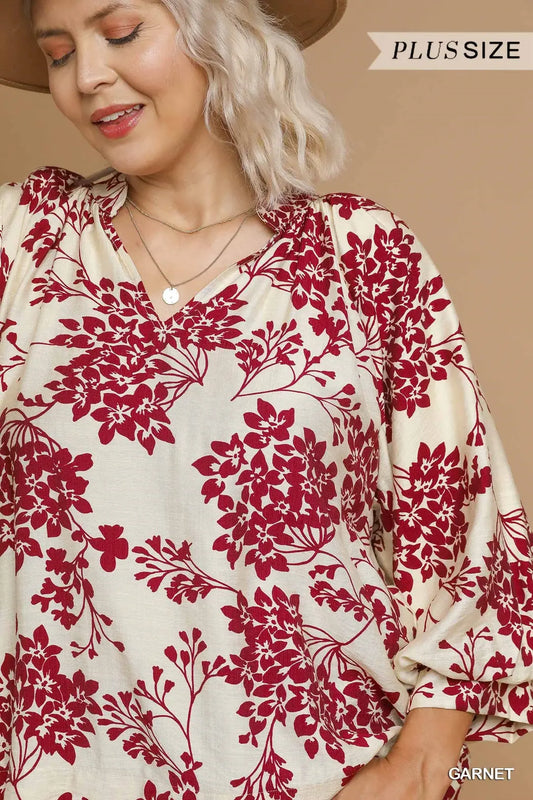 + Garnet Floral Top
