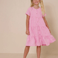 Girls Pink Striped Seersucker Dress