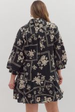 + Black Botanical Dress