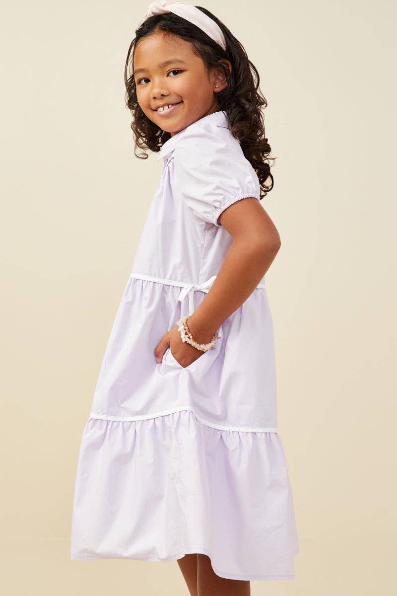 Girls Lavender Collared Dress