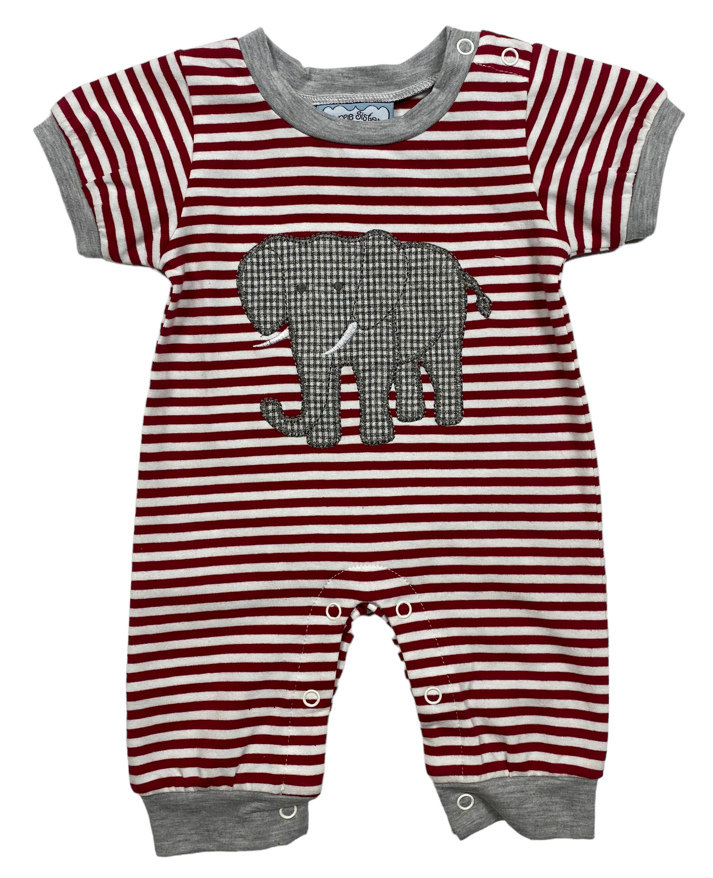 Three Sisters Elephant Appliqué Boys Romper