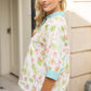 Contrast Button Down Floral Embroidered Top