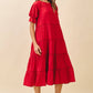 Ruffled Puff Red Dress