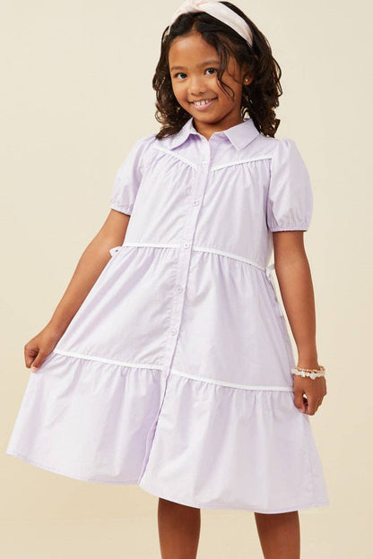 Girls Lavender Collared Dress