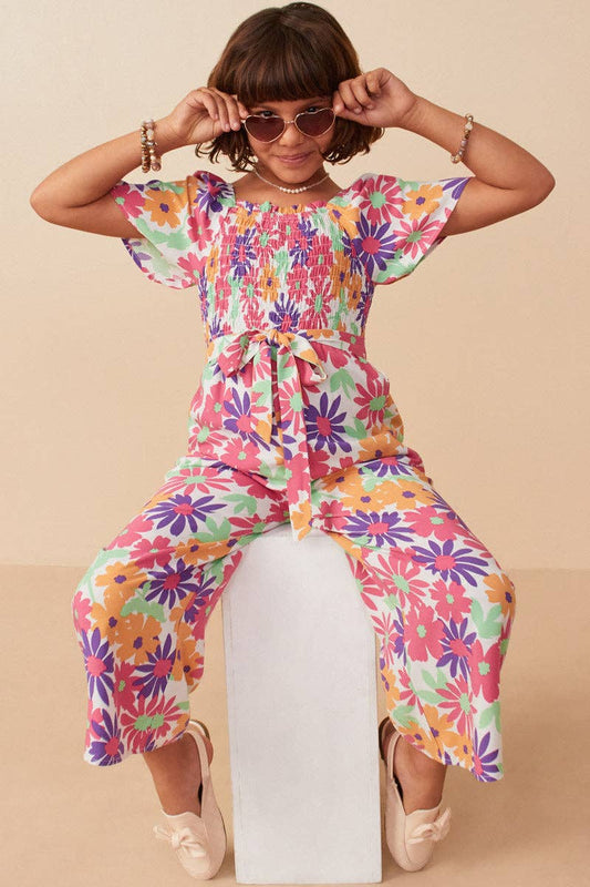Girls Vivid Floral Jumpsuit