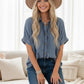 Frayed Trim Denim Button Top