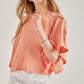 Girls Ruffled Top Coral