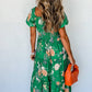 Emerald Moment Bubble Sleeve Smocked Tiered Midi Dress