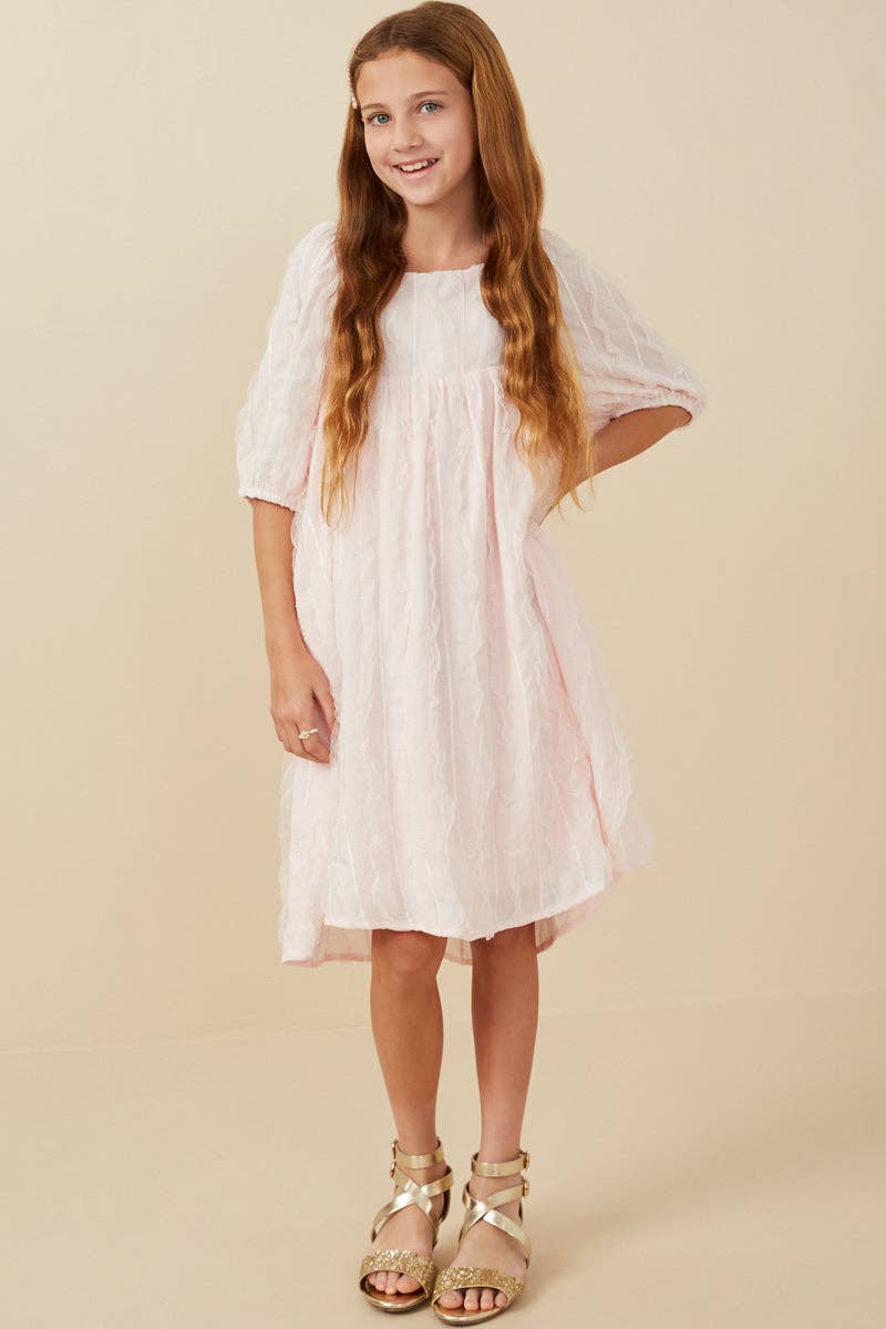 Girls Pink Ruffled Mesh Dress