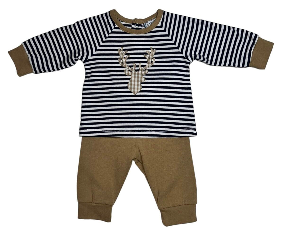 Three Sisters Deer appliqué Boys Jogger Set