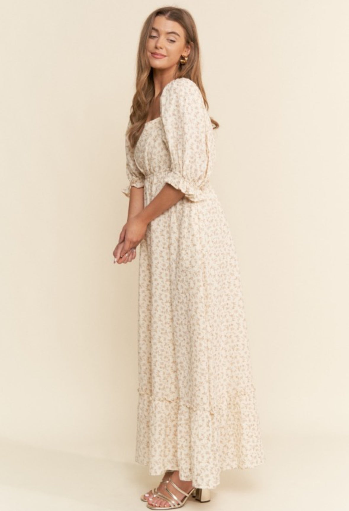 Neutral Floral Dress