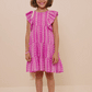 Girls Blue Embroidered Lace Dress