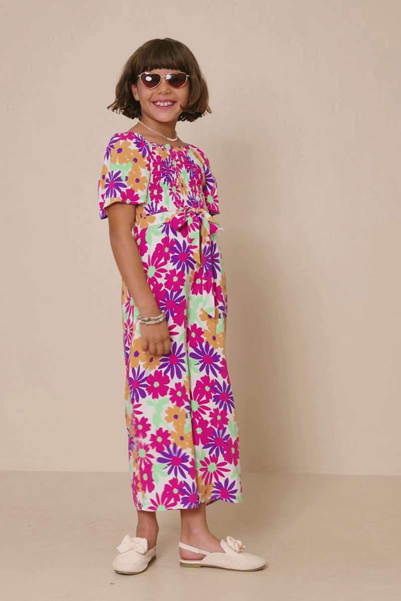Girls Vivid Floral Jumpsuit