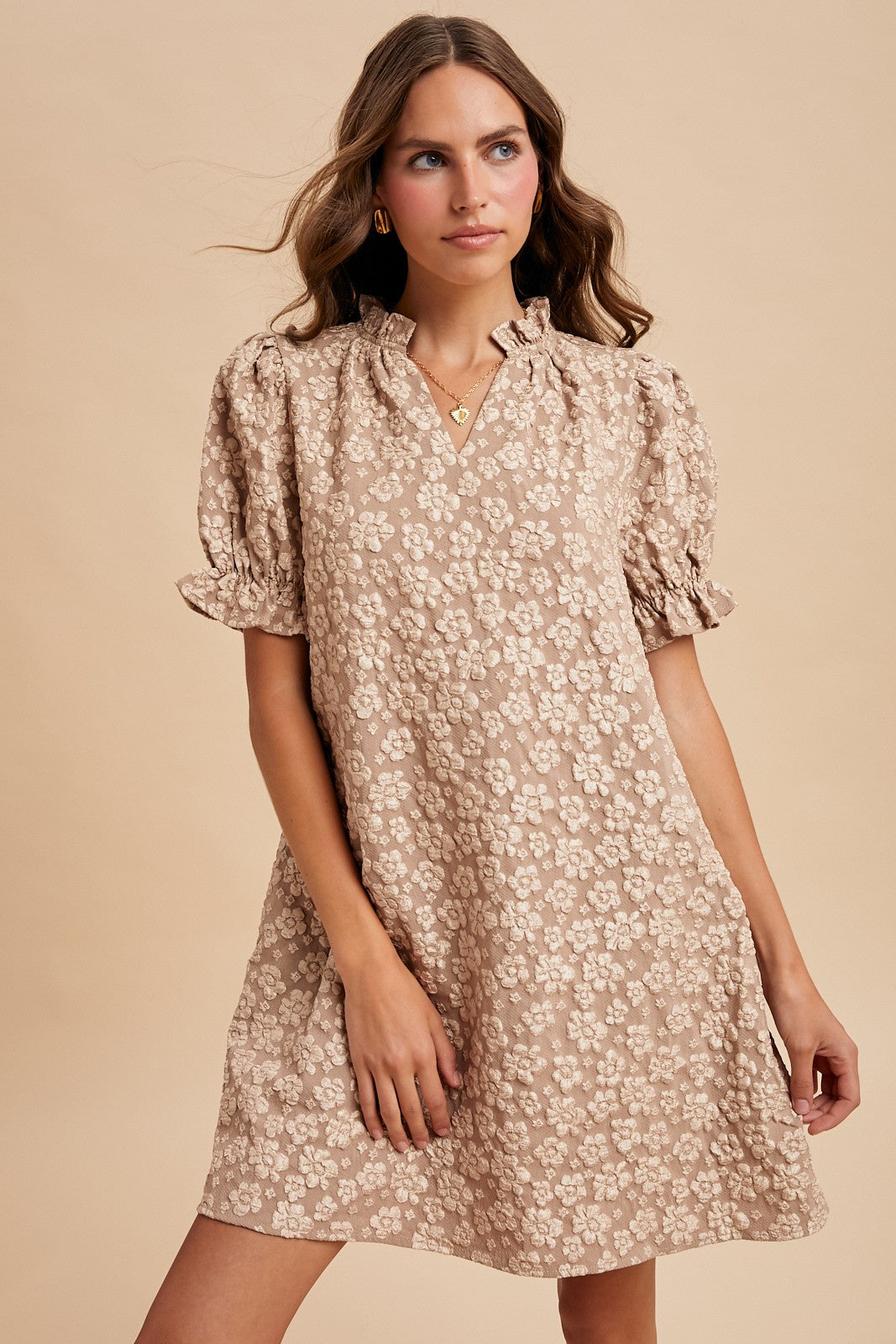 Taupe Floral Dress