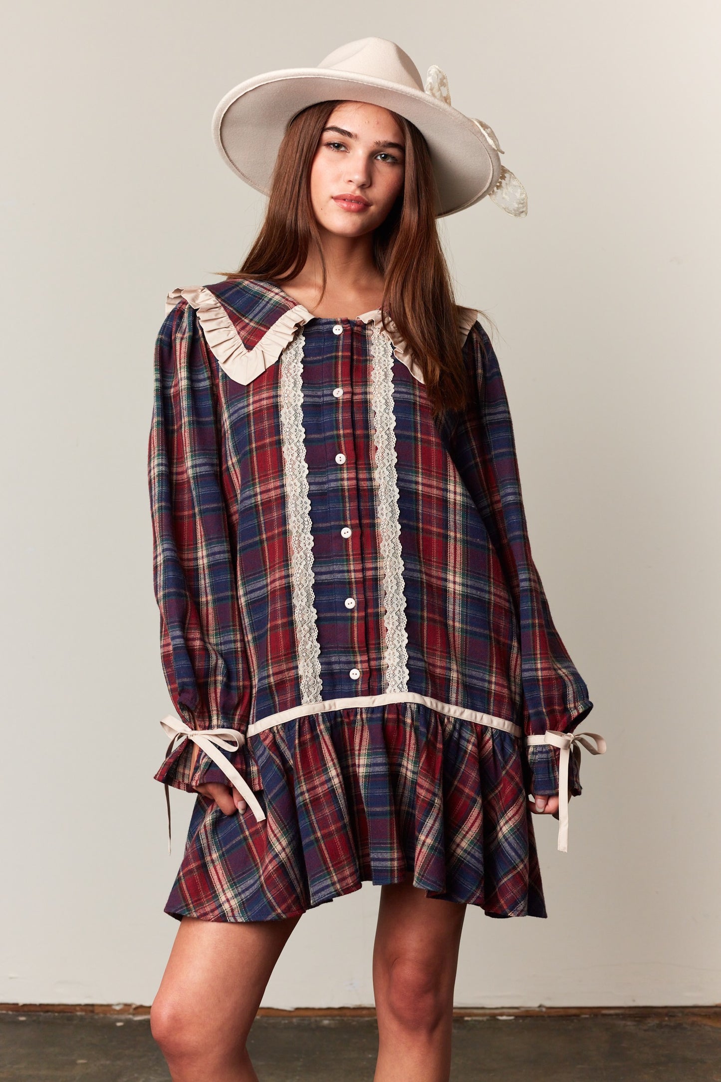 Plaid Trim Dress