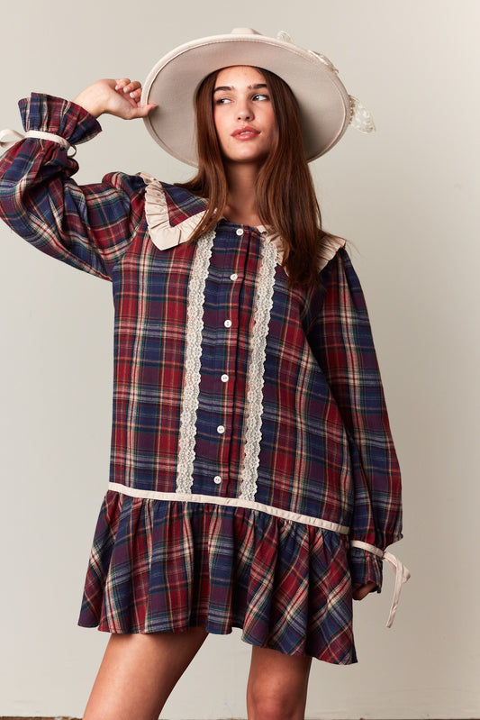 Plaid Trim Dress