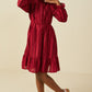 Hayden Jewel Stud Red Texture Dress