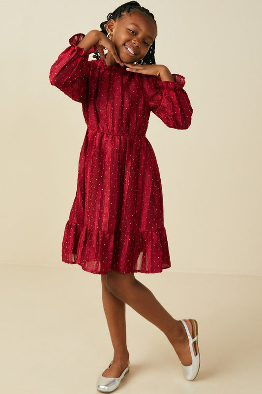 Hayden Jewel Stud Red Texture Dress