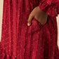 Hayden Jewel Stud Red Texture Dress