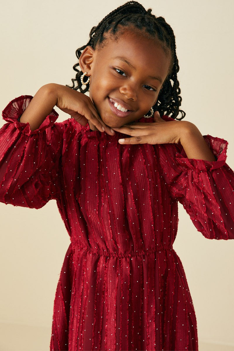 Hayden Jewel Stud Red Texture Dress